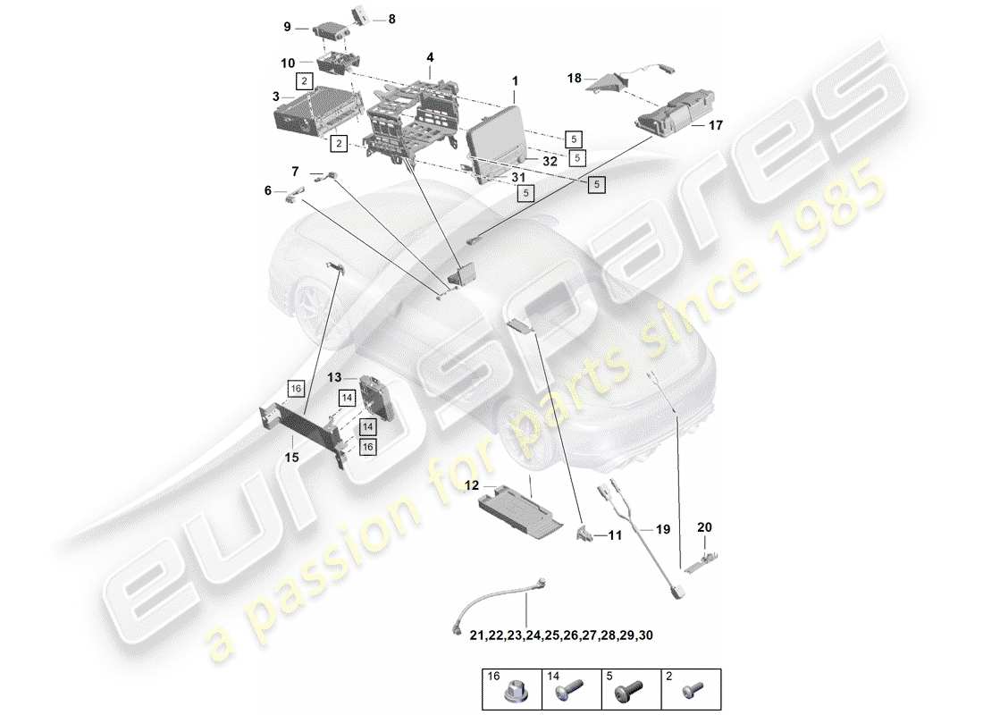 porsche 2019 (718 boxster spyder) schema delle parti dell'unità operativa