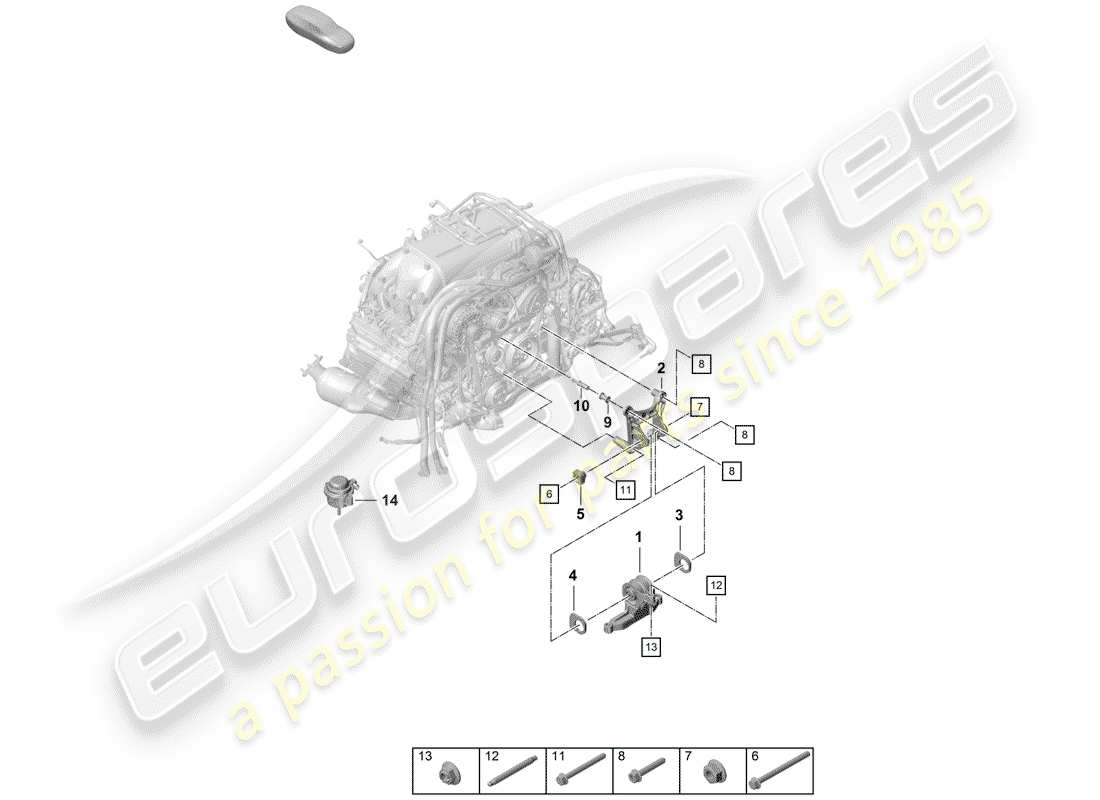 porsche 2020 (718 boxster spyder) paranco di sollevamento del motore diagramma delle parti