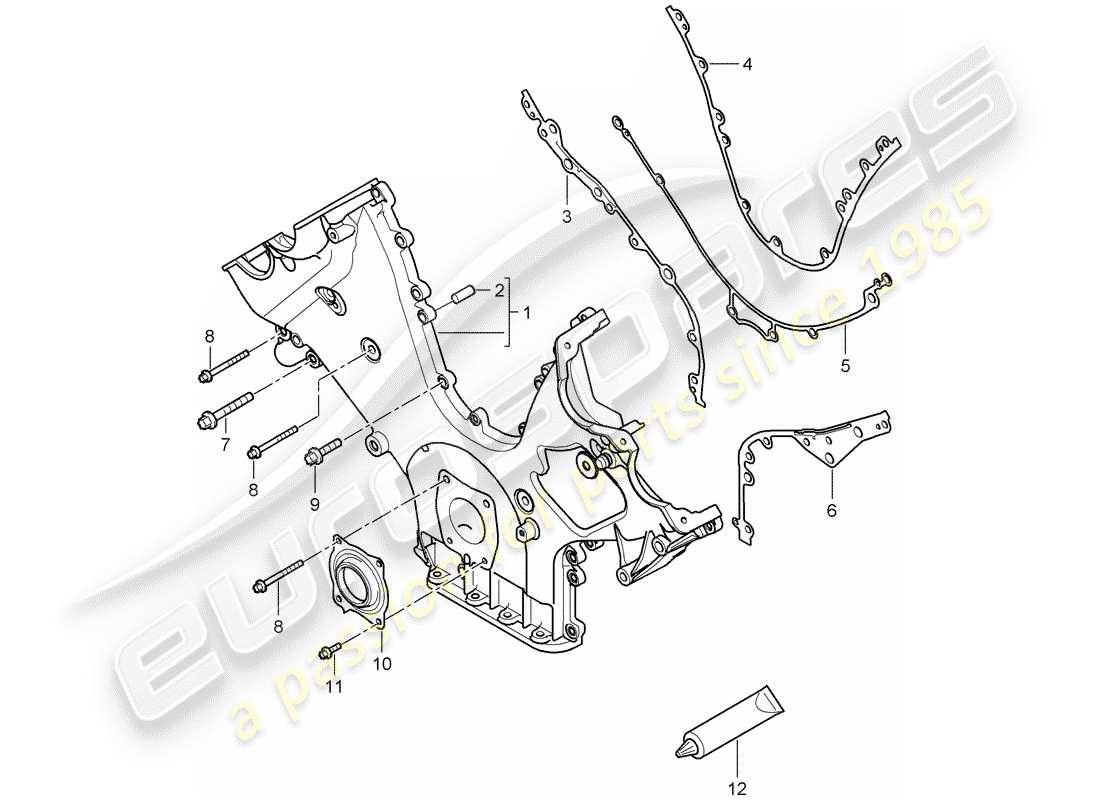 porsche 2010 (cayenne e1 9pa) copertura per catena di distribuzione diagramma delle parti