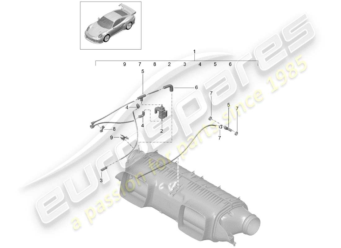 porsche 2019 (991-2 turbo) diagramma delle parti del filtro dell'aria