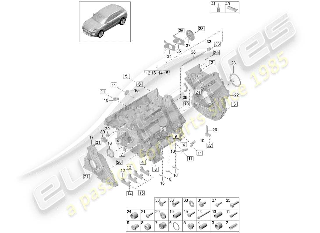 porsche 2019 (macan) basamento diagramma delle parti
