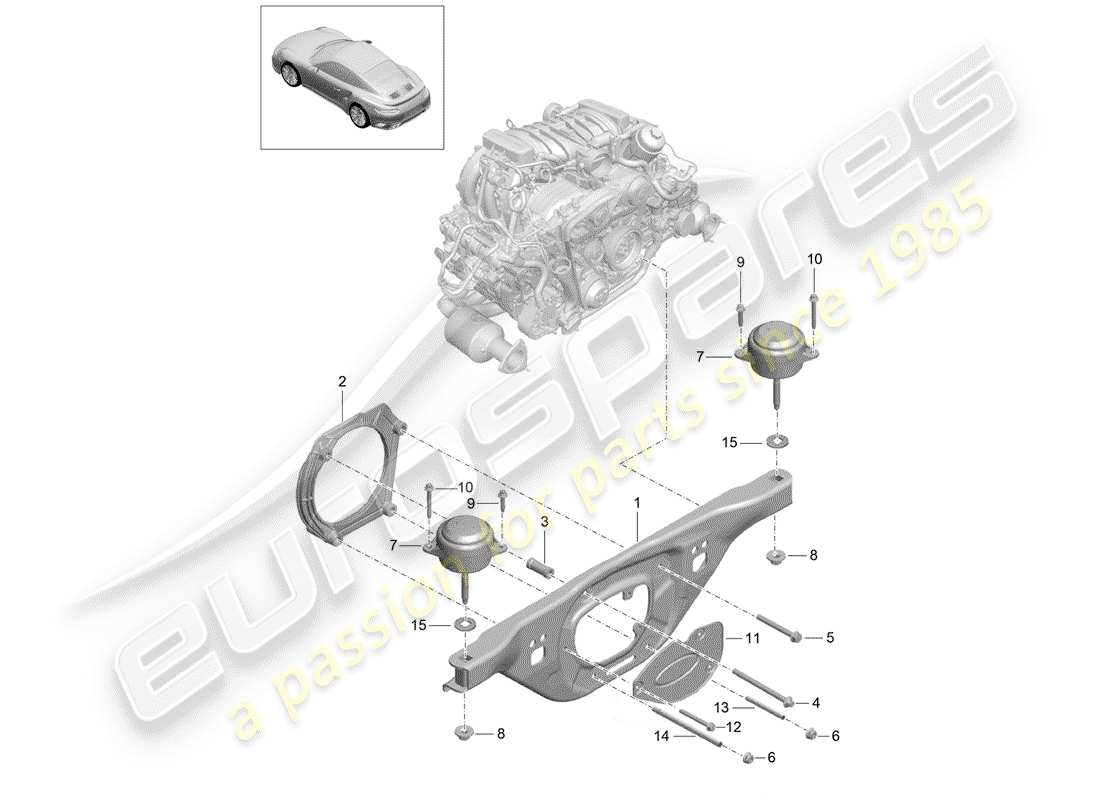 porsche 2017 (991-2 turbo) paranco di sollevamento del motore diagramma delle parti