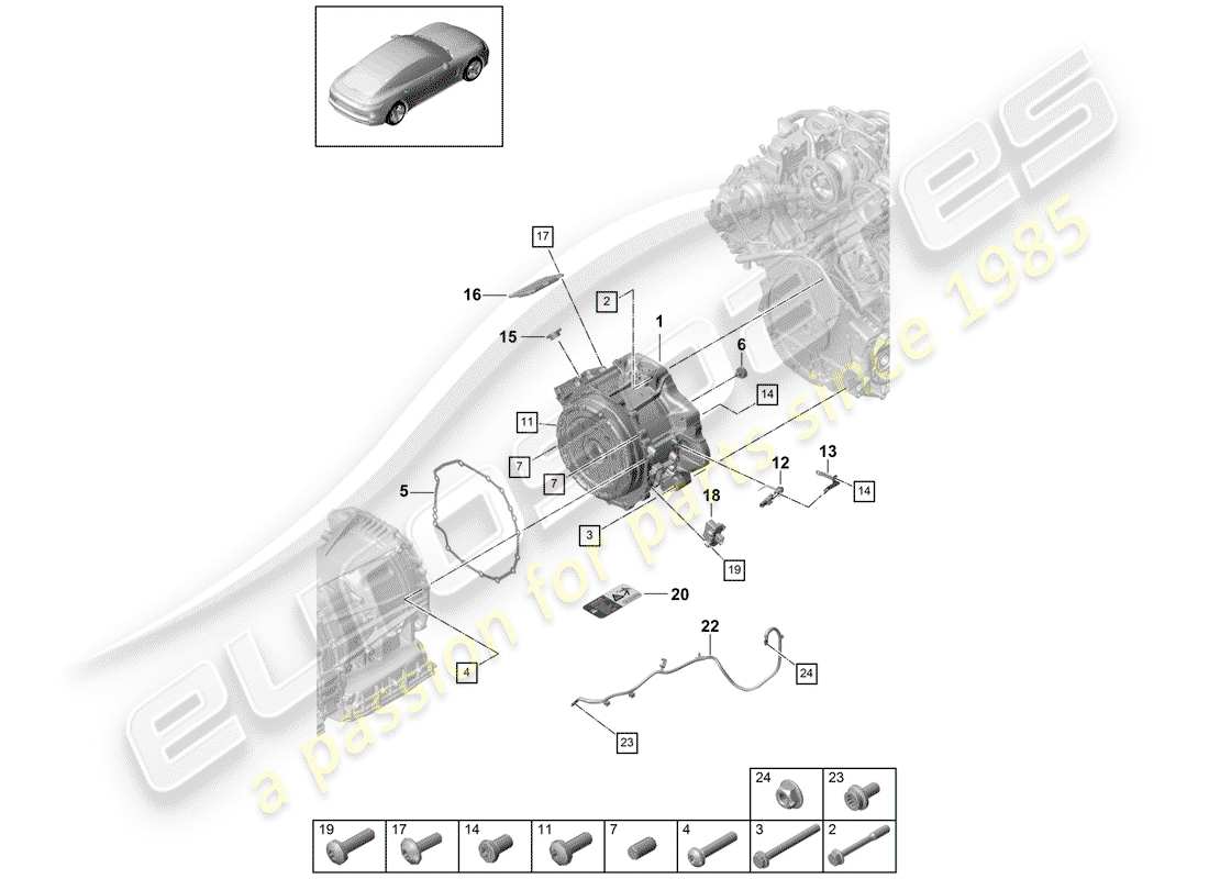 porsche 2017 (panamera 971-1) motore di trazione per elett. guidare diagramma delle parti