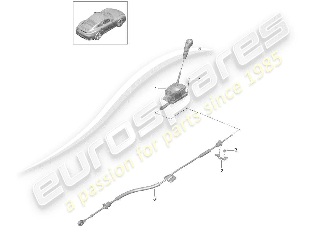 porsche 2016 (991-1 turbo) leva del selettore schema delle parti
