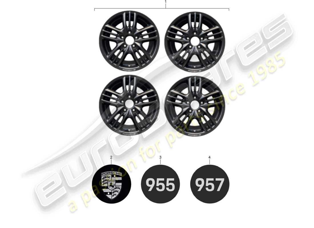 porsche 2008 (cayenne e1 9pa) set di ingranaggi 18 offroad non per: turbo turbo s non per: pccb schema delle parti