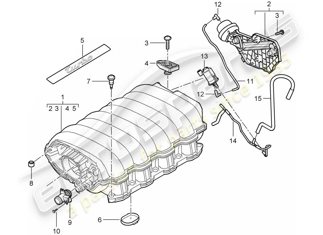 porsche 2007 (cayenne e1 9pa) distributore dell'aria aspirata diagramma delle parti