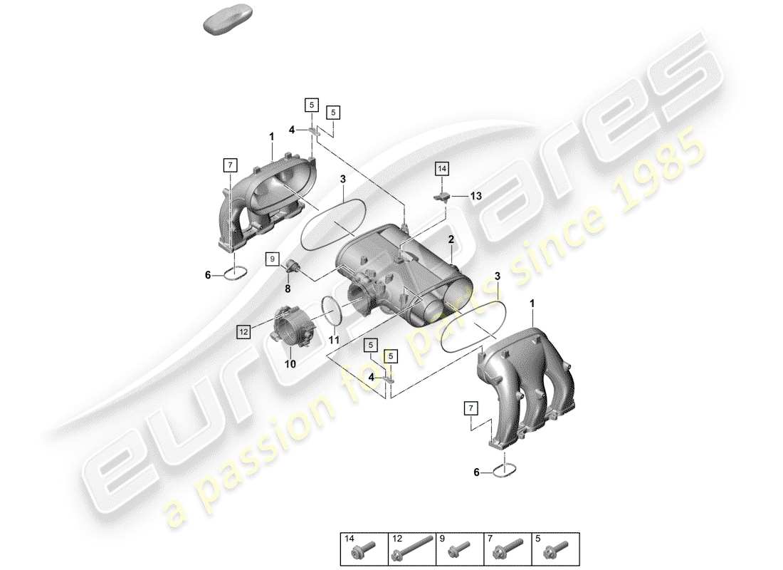 porsche 2020 (718 boxster spyder) distributore aria aspirata schema delle parti