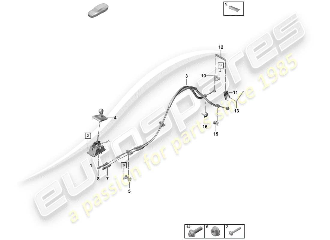 porsche 2020 (718 boxster spyder) schema delle parti del meccanismo di cambio