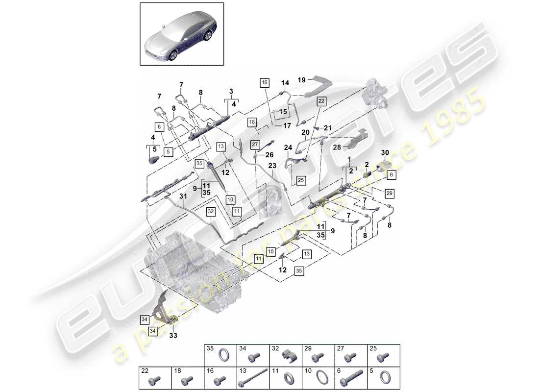 porsche 2017 (panamera 971-1) tubo di raccolta carburante diagramma delle parti