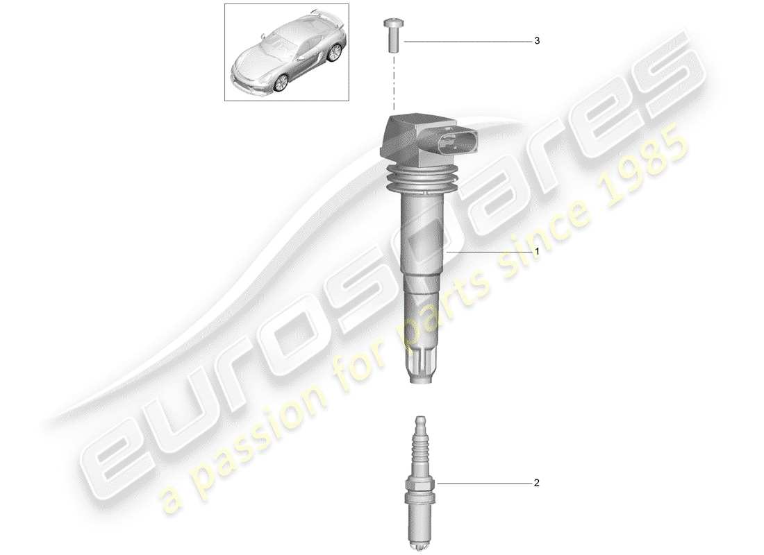porsche 2016 (981 cayman gt4) schema delle parti del sistema di accensione