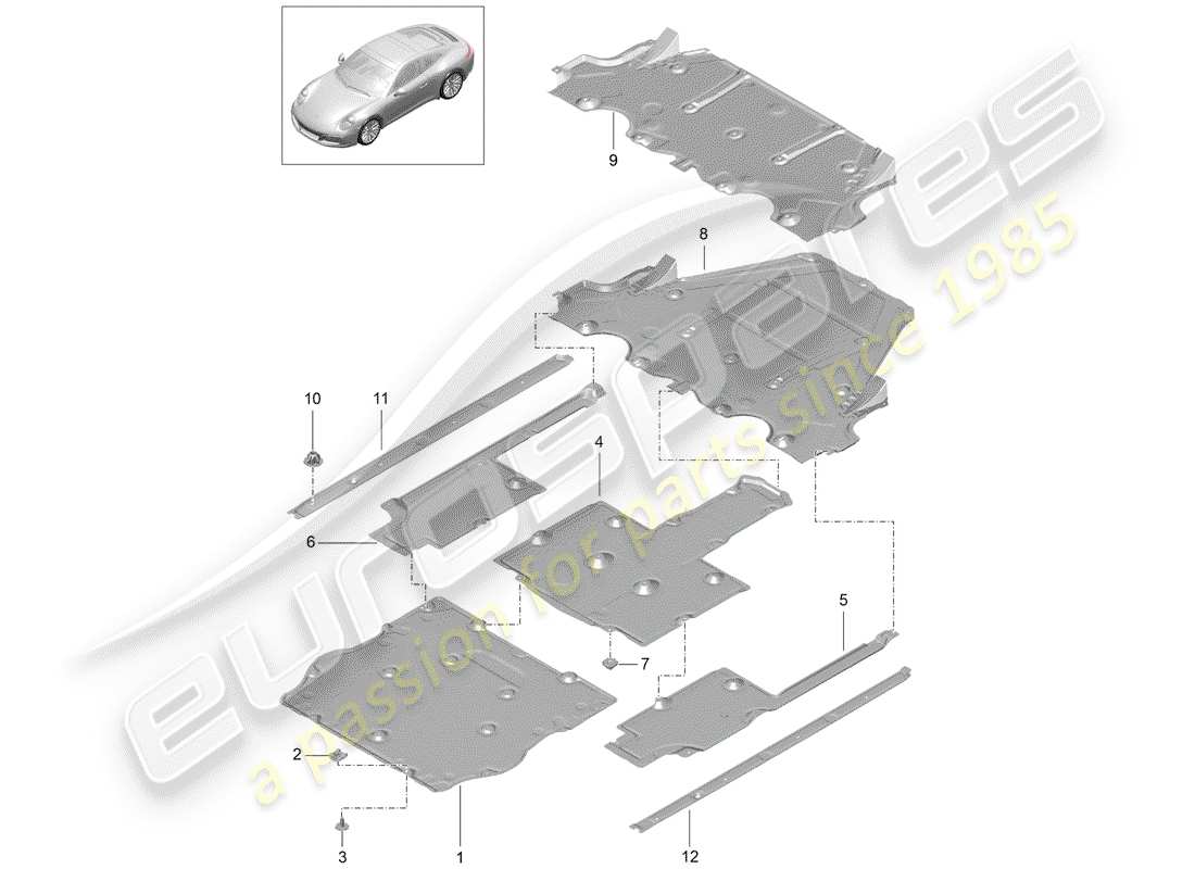porsche 2017 (991-2) sottoscocca schema delle parti