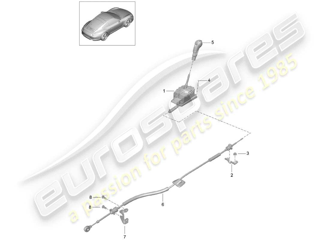 porsche 2015 (991-1) leva selettrice diagramma delle parti