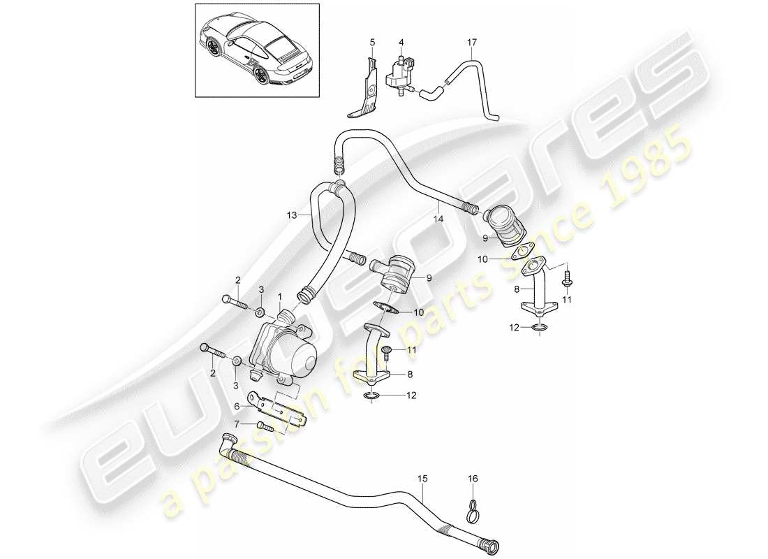 porsche 2011 (997-2 turbo / gt2 rs) iniezione aria schema delle parti