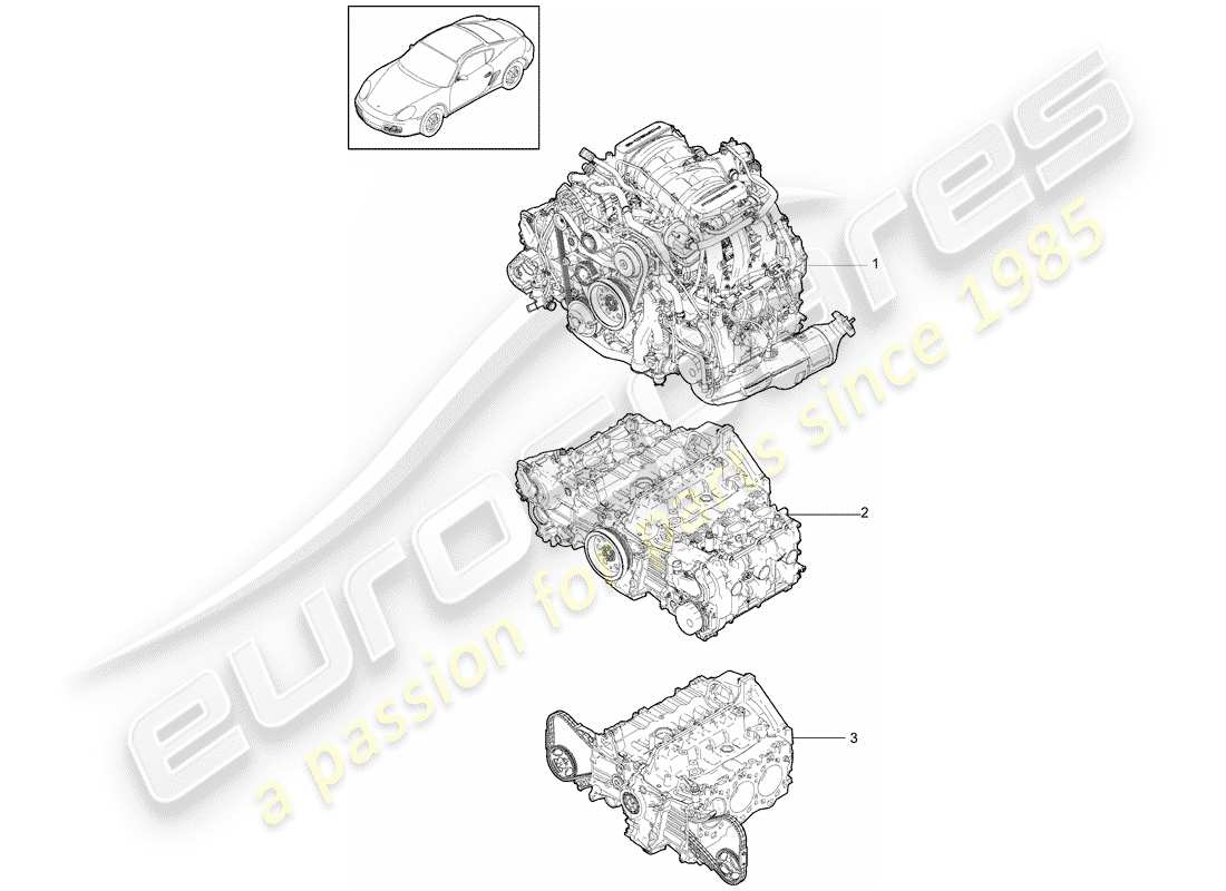porsche 2009 (987 cayman) motore sostitutivo diagramma delle parti