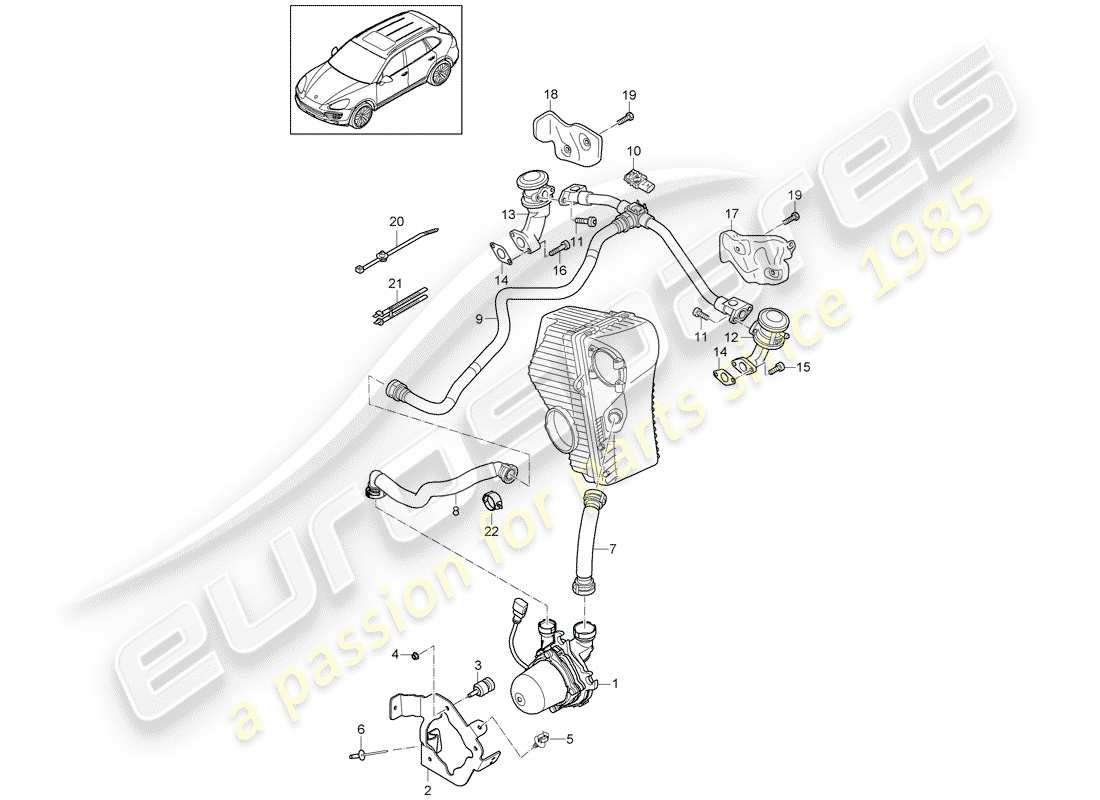 porsche 2012 (cayenne e2 92a) pompa aria secondaria diagramma delle parti