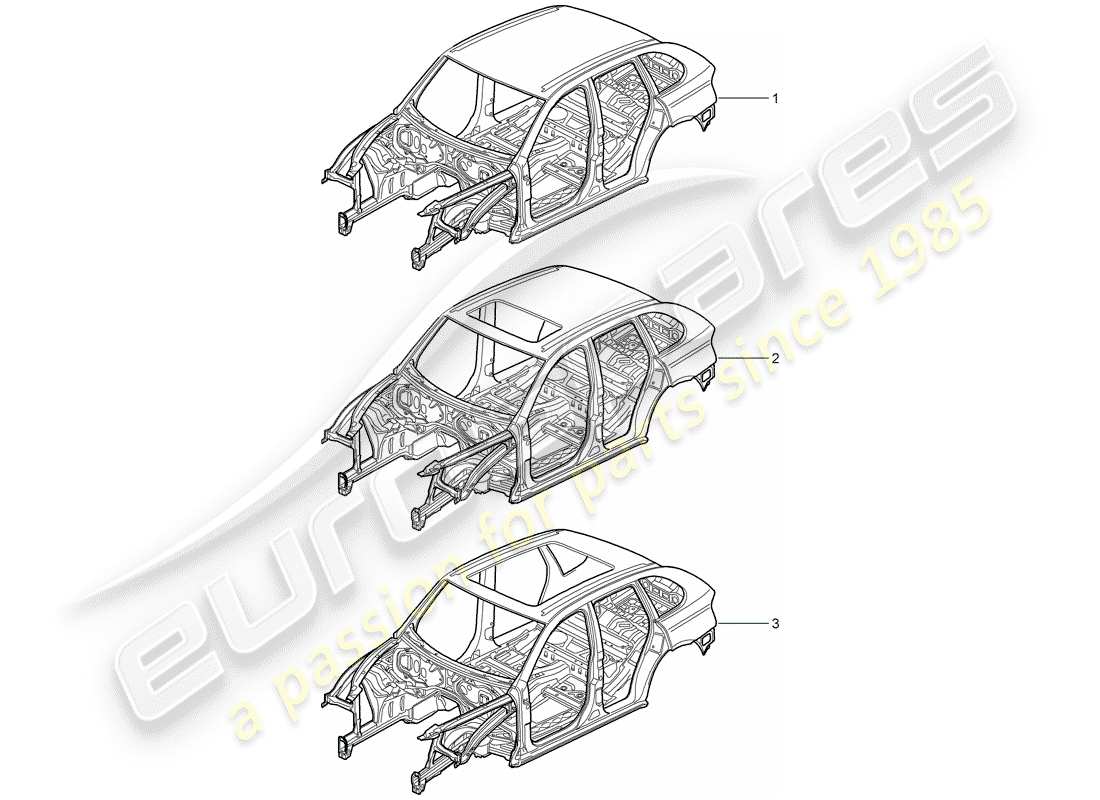 porsche 2012 (cayenne e2 92a) carrozzeria diagramma delle parti