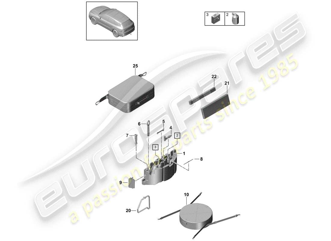 porsche 2018 (cayenne e3 9ya/9yb) attrezzo diagramma delle parti