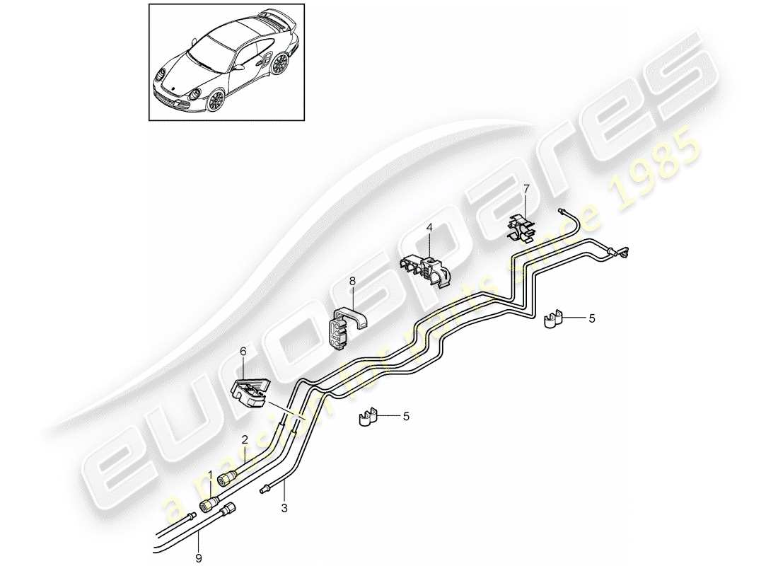 porsche 911 t/gt2rs (2012) sistema di alimentazione carburante diagramma delle parti