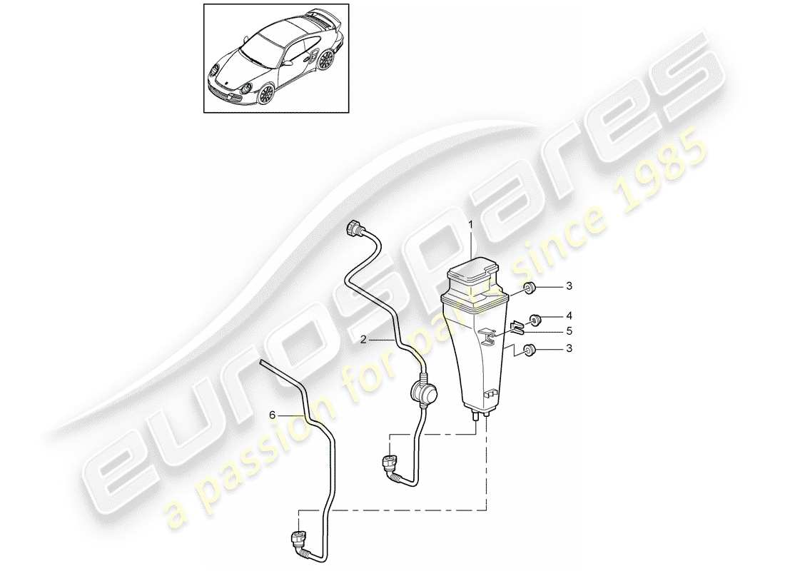 porsche 2011 (997-2 turbo / gt2 rs) contenitore per emissioni evaporative diagramma delle parti