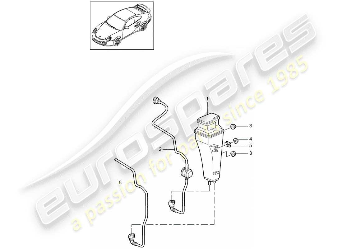 porsche 2011 (997-2 turbo / gt2 rs) contenitore per emissioni evaporative diagramma delle parti