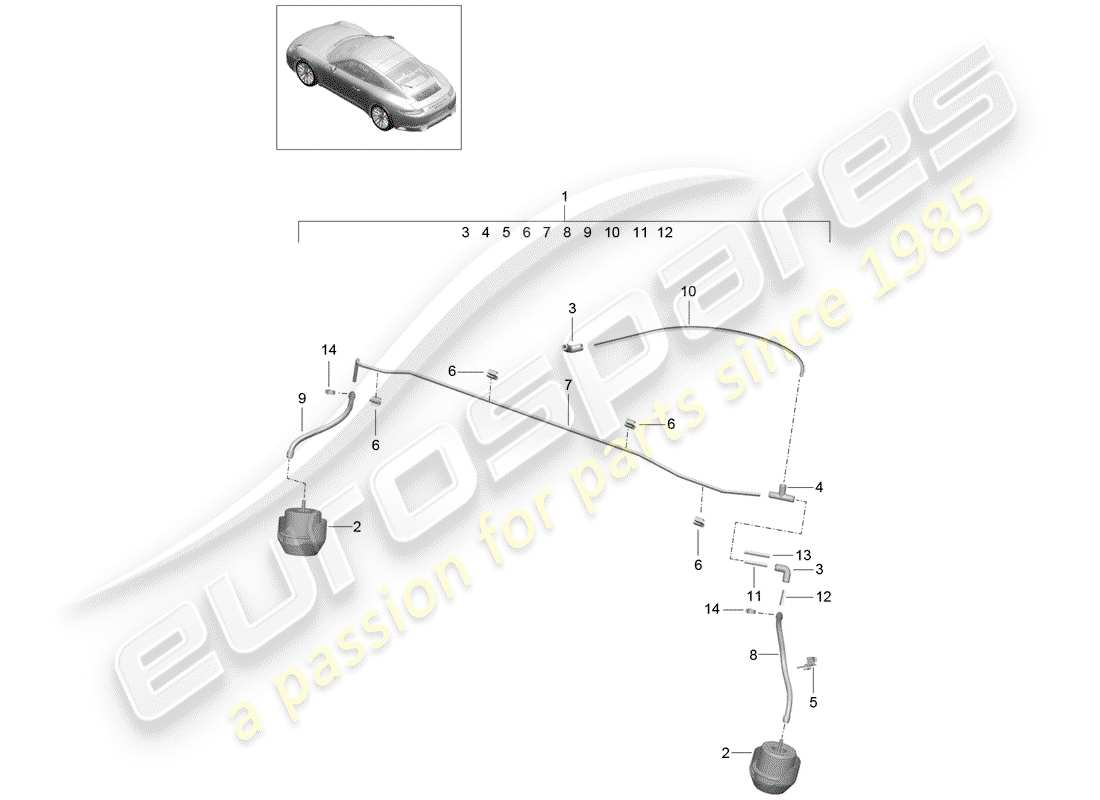 porsche 2017 (991-2) diagramma delle parti del sistema di scarico