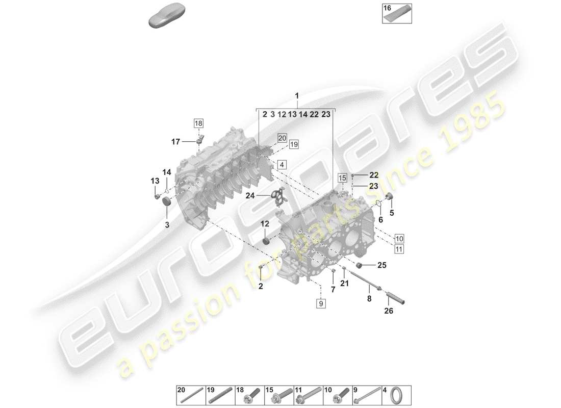 porsche 2020 (992-1) basamento diagramma delle parti