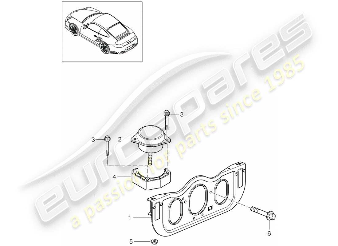 porsche 2011 (997-2 turbo / gt2 rs) sospensione motore schema delle parti