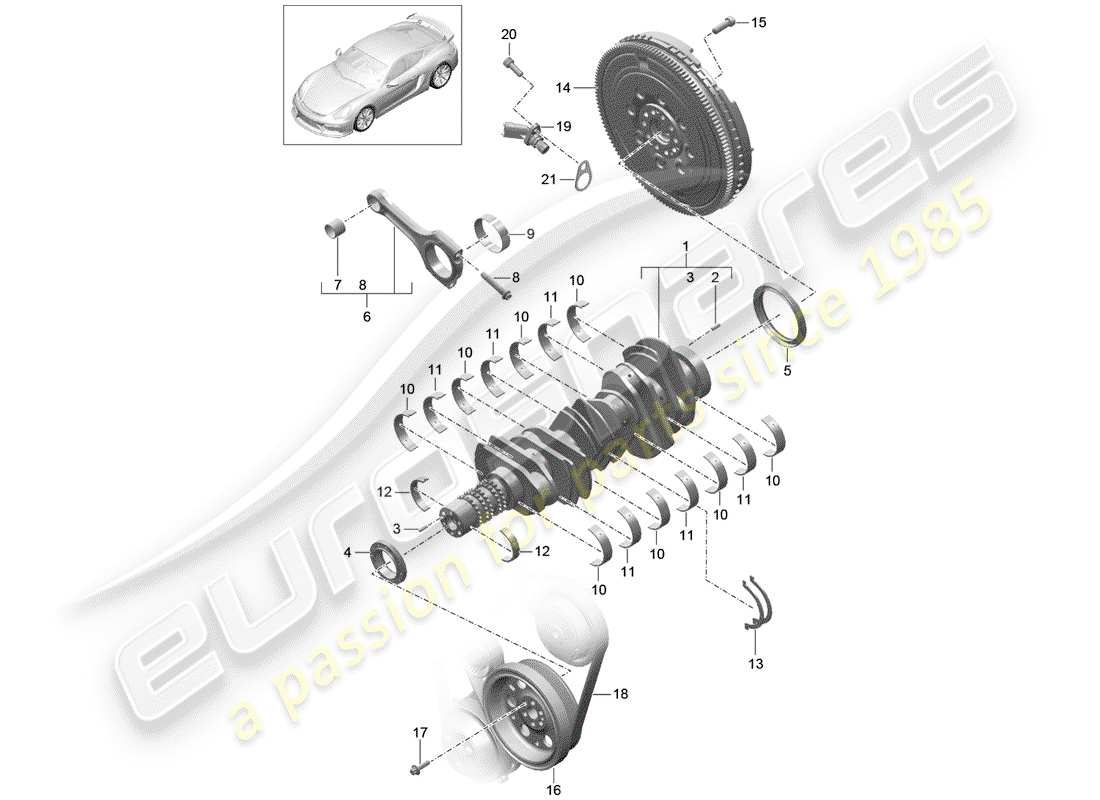 porsche 2016 (981 cayman gt4) albero a gomiti diagramma delle parti