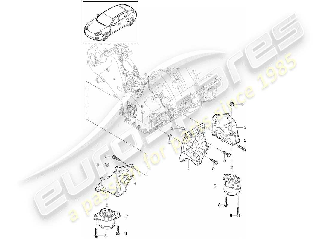 porsche 2012 (panamera 970) sospensione del motore diagramma delle parti