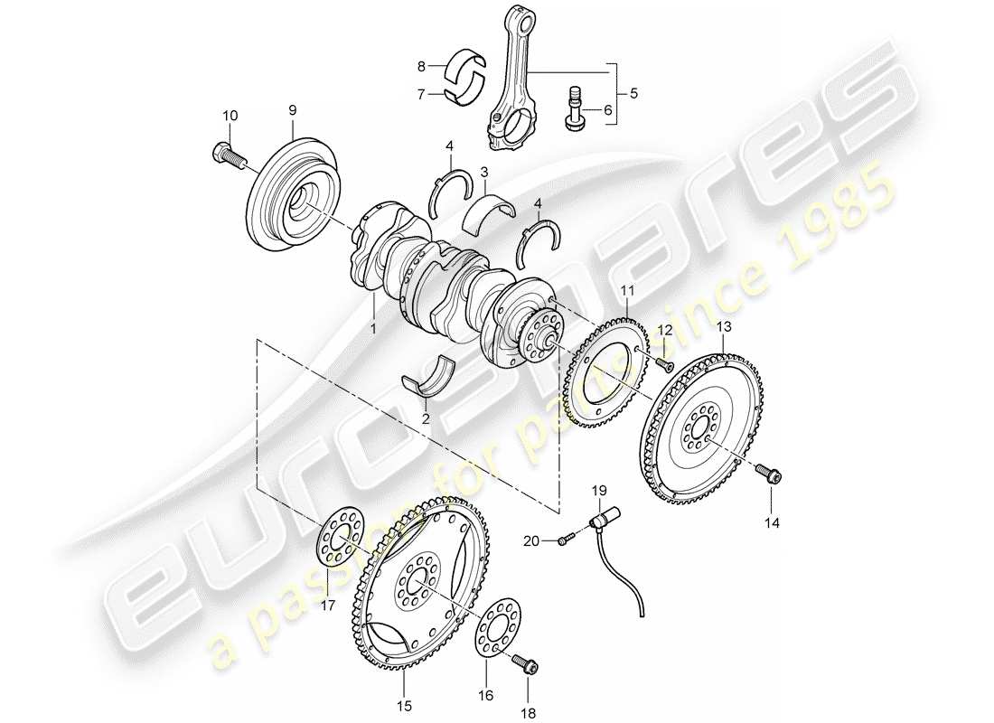 porsche 2007 (cayenne e1 9pa) albero a gomiti diagramma delle parti