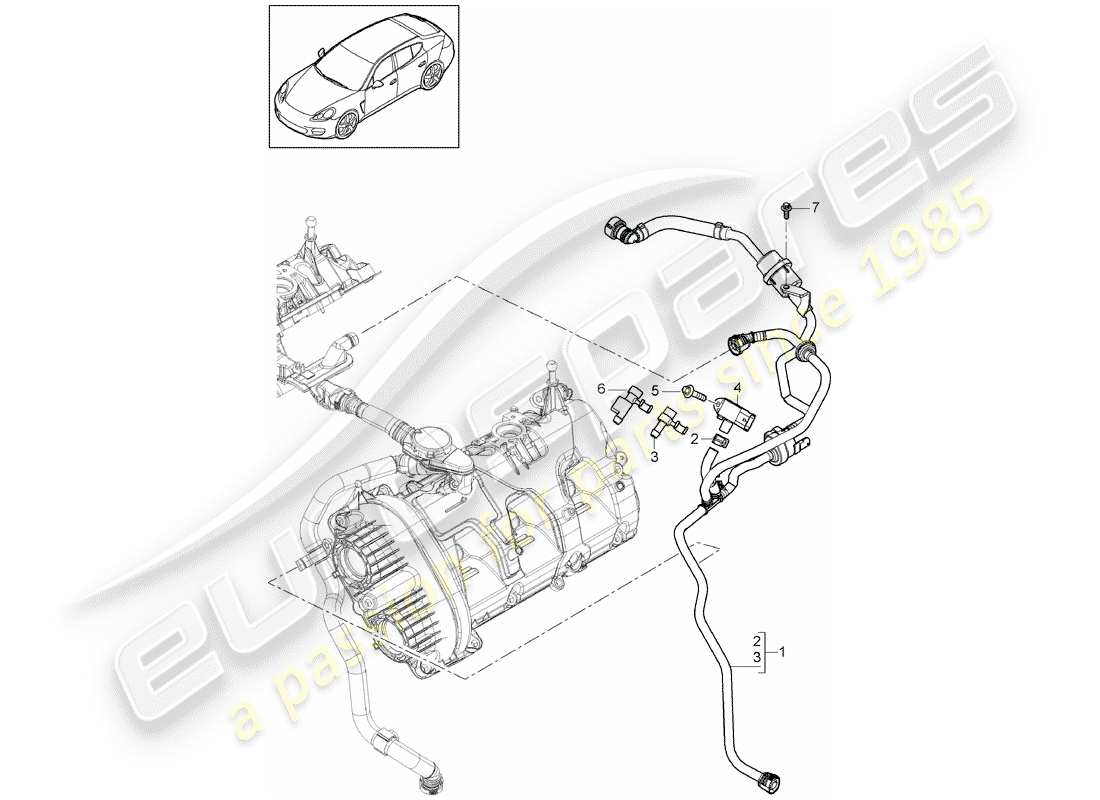 porsche 2013 (panamera 970) ventilazione del serbatoio schema delle parti