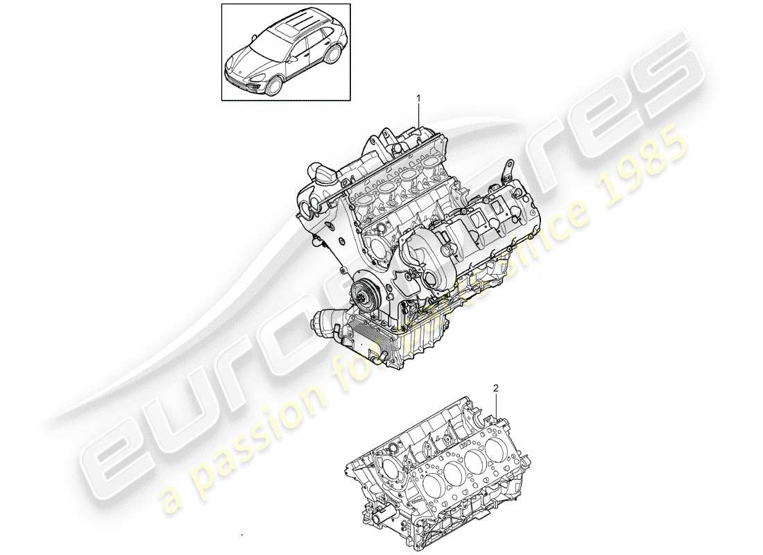 porsche 2012 (cayenne e2 92a) blocco lungo diagramma delle parti