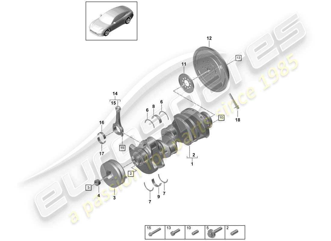 porsche 2019 (panamera 971-1) albero a gomiti diagramma delle parti