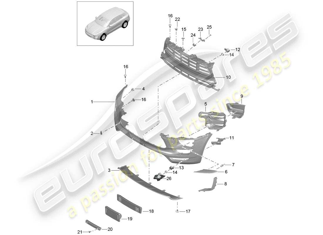 porsche 2014 (macan) paraurti diagramma delle parti