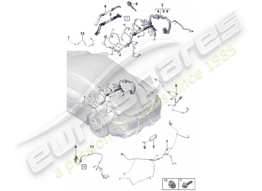porsche 2019 (718 boxster spyder) cablaggi elettrici schema delle parti