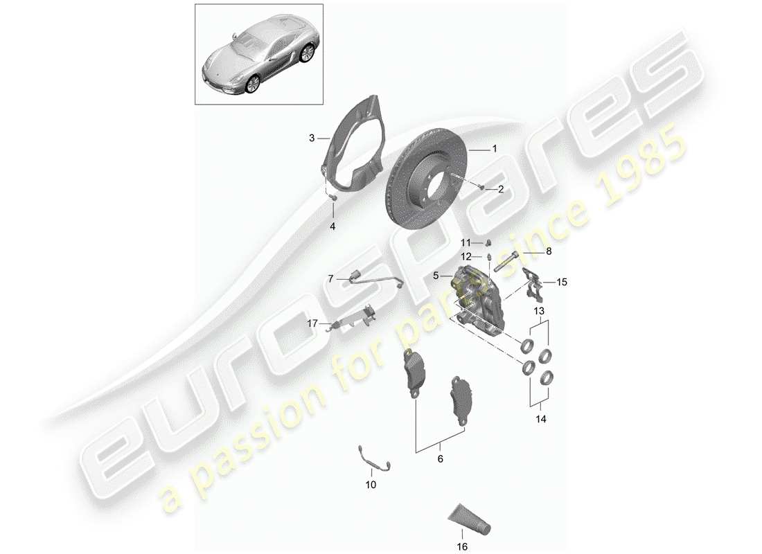 porsche 2015 (981 cayman) freni a disco diagramma delle parti
