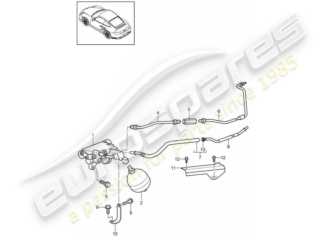 porsche 2012 (997-2 turbo / gt2 rs) frizione idraulica diagramma delle parti