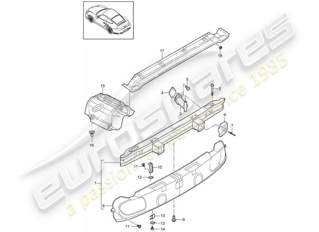 porsche 2012 (997-2 turbo / gt2 rs) paraurti diagramma delle parti