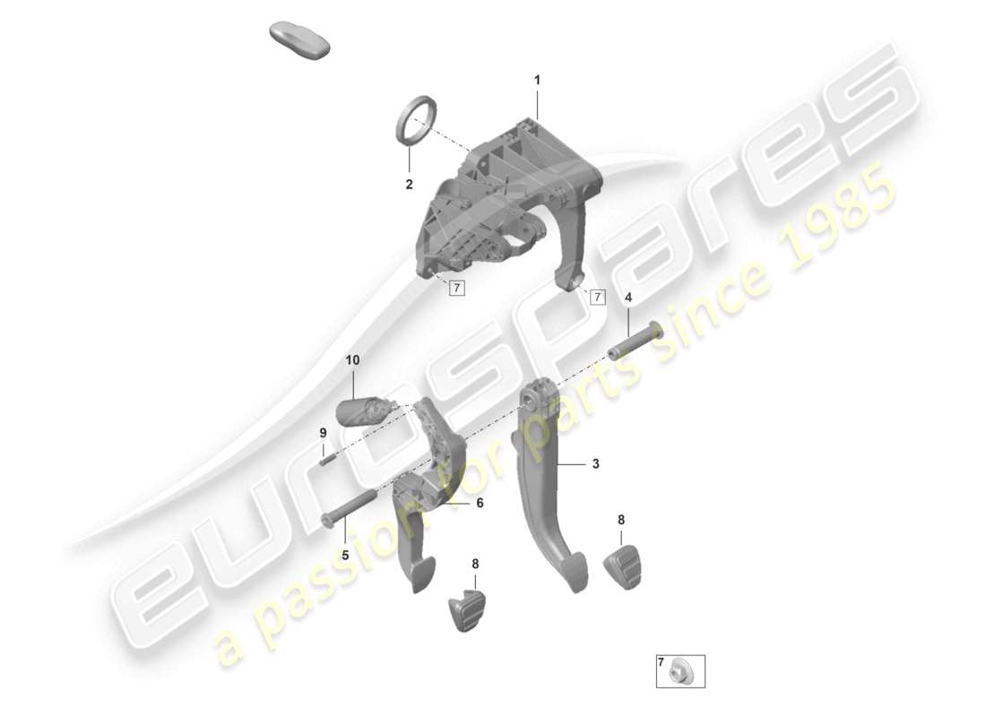 porsche 2019 (992-1) gruppo pedali freno e frizione 7-speed trasmissione manuale diagramma delle parti