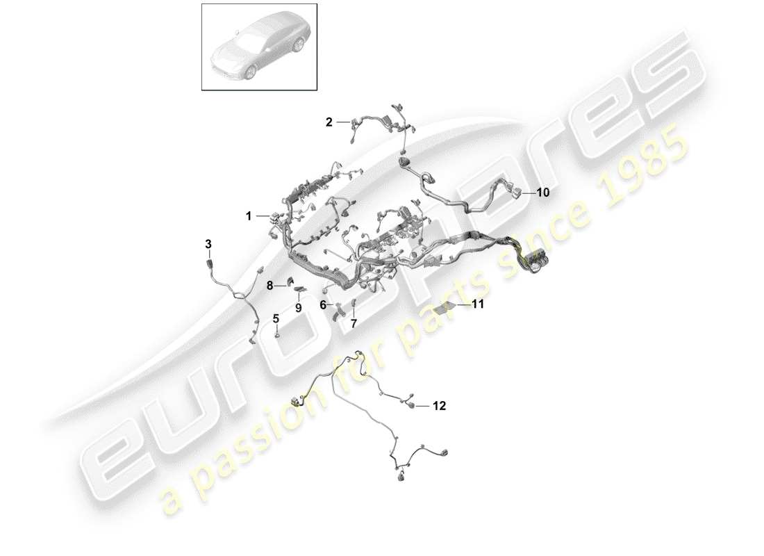porsche 2019 (panamera 971-1) cablaggi diagramma delle parti