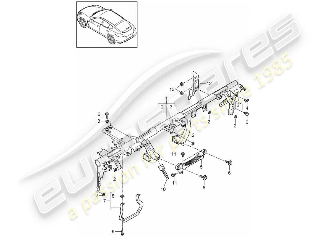 porsche 2013 (panamera 970) schema delle parti del telaio di tenuta