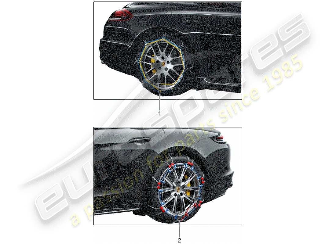porsche 2016 (tequipment panamera) catene da neve diagramma delle parti