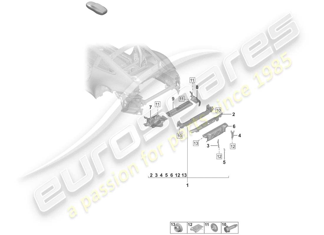 porsche 2019 (992-1) staffa paraurti schema delle parti