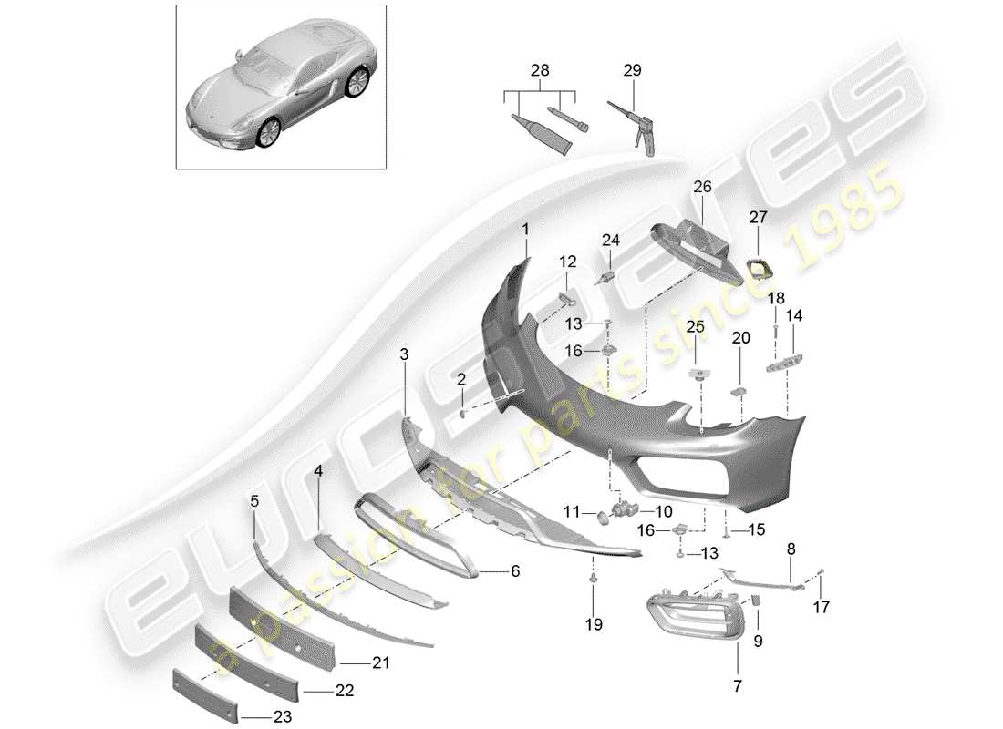porsche 2015 (981 cayman) paraurti diagramma delle parti