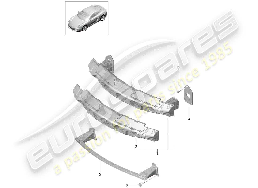 porsche 2015 (981 cayman) staffa paraurti schema delle parti