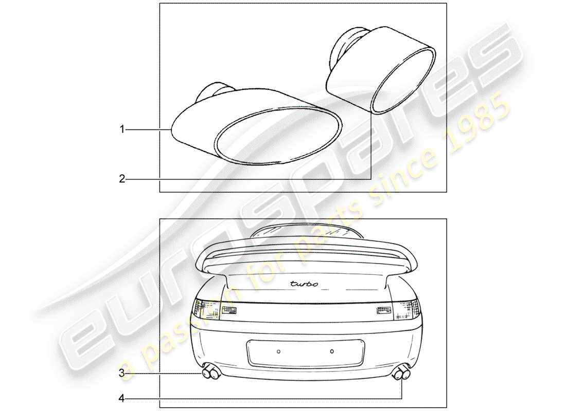 porsche 2003 (tequipment) tubo di scappamento diagramma delle parti