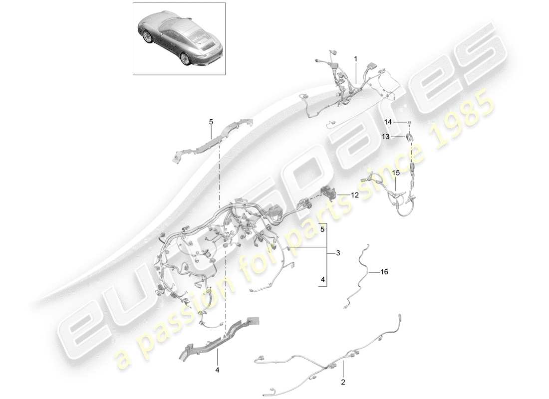porsche 2017 (991-2) cablaggi diagramma delle parti