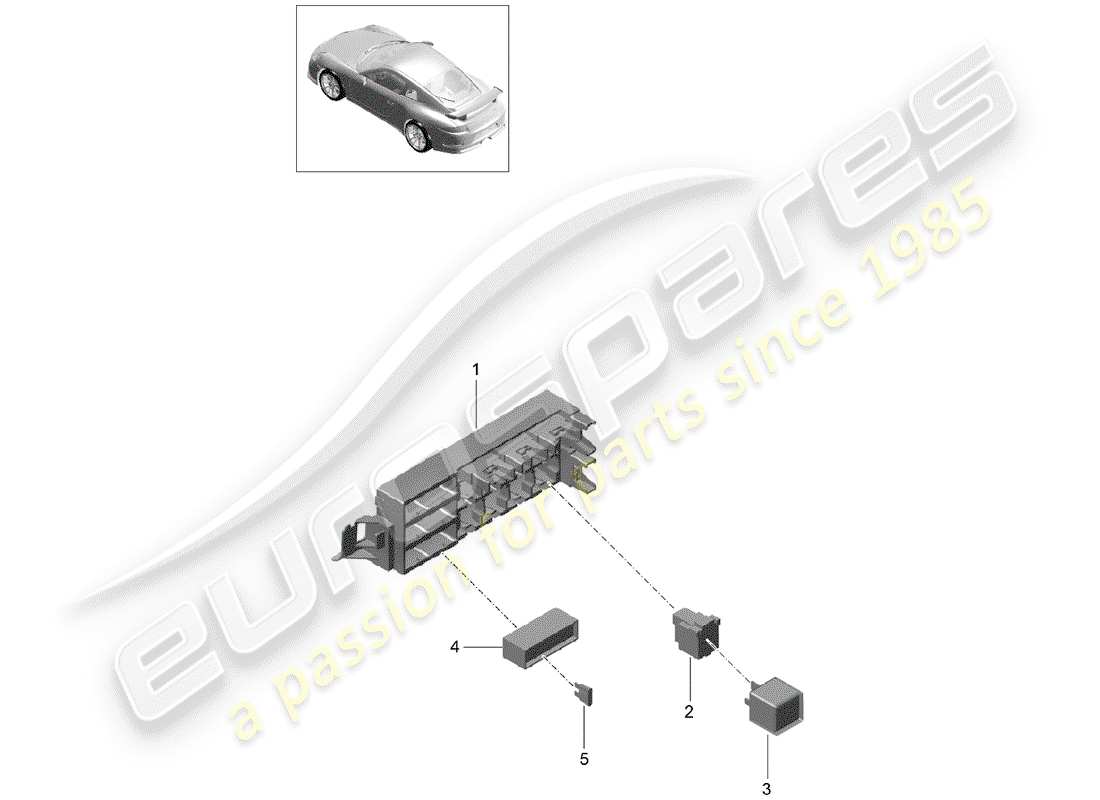 porsche 2015 (991-1 r/gt3/rs) scatola fusibili/piastra rele' schema delle parti