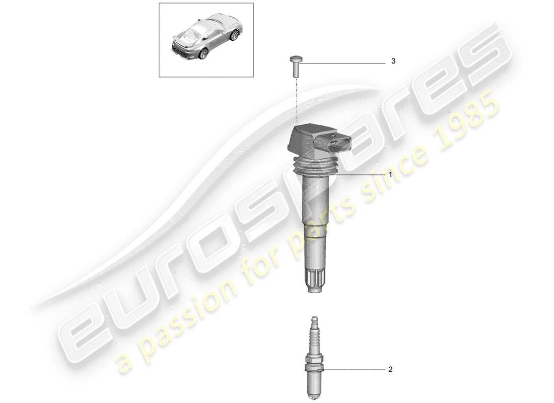 porsche 2015 (991-1 r/gt3/rs) sistema di accensione diagramma delle parti