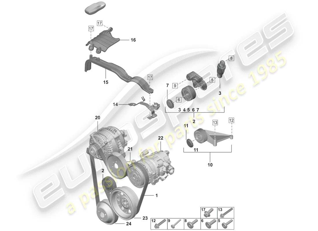 porsche 2020 (992-1) cintura a costine diagramma delle parti